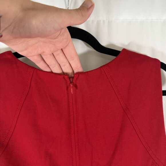 Talbots Knee Length Dress Women's 6 Red Sleeveless Zip Back Round Neck - Picture 11 of 11
